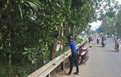 Đoàn xã Hòa Phong ra quân xóa bảng quảng cáo rao vặt