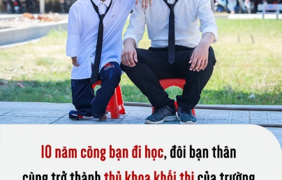 10 năm cõng bạn đi học, đôi bạn thân cùng trở thành thủ khoa khối thi của trường